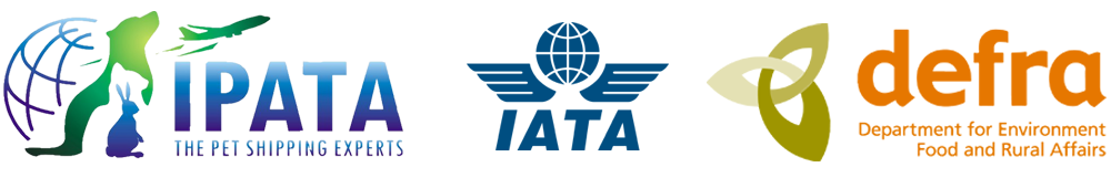 PetAir UK accreditations banner showing IPATA, IATA and DEFRA logos